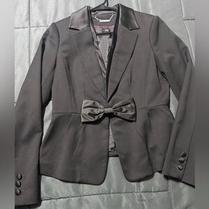White House Black Market Black Blazer with Bow Accent